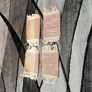 VINTAGE HAND-WOVEN MUG RUGS SET-OF-4 HOME DECOR COASTERS